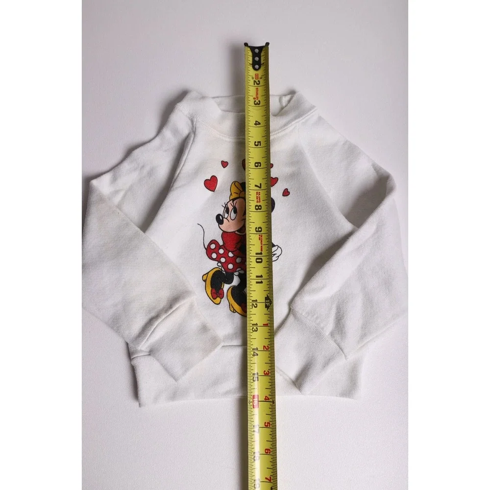 Vintage Disney Character Fashions Minnie Mouse Hearts Sweatshirt White Kids S